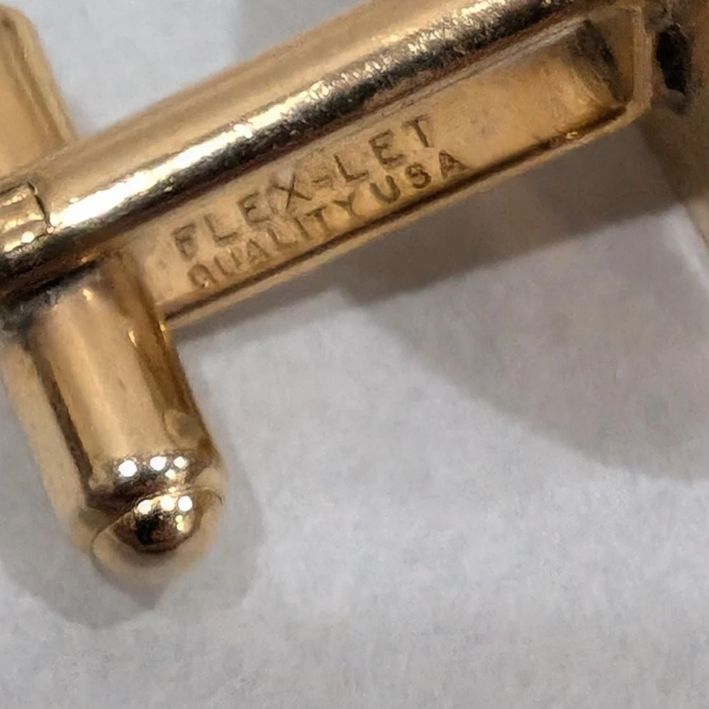 Vintage Brushed Gold Tone Flex-Let Cuff Links